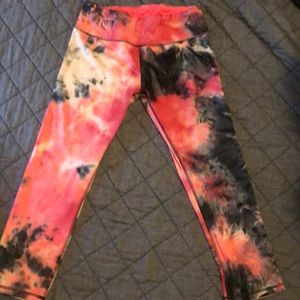 Pink and grayish black leggings